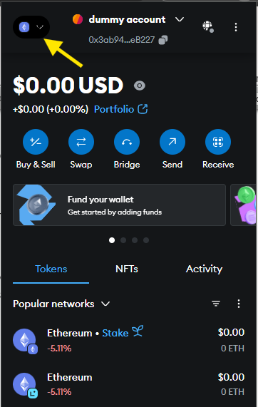 network dropdown metamask